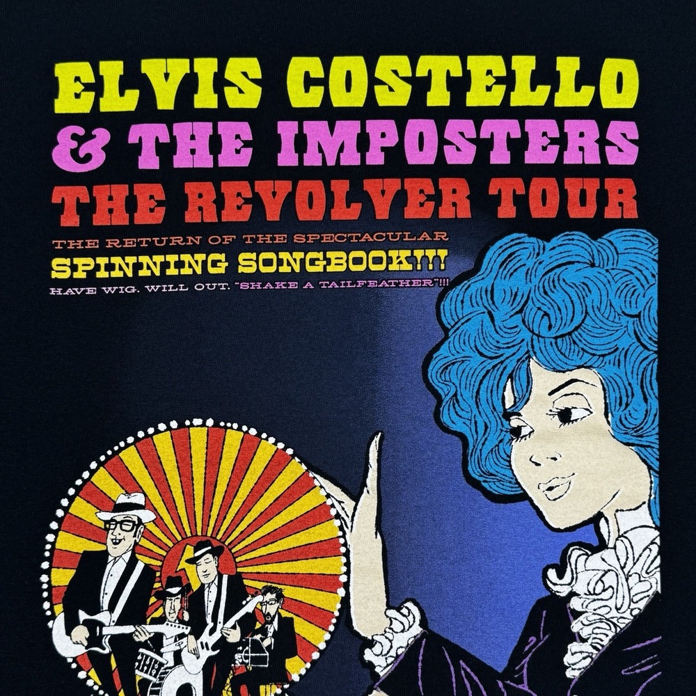 Elvis Costello and The Imposters Revolver Tour T Shirt Mens XL Black Band Biker‎ - Picture 4 of 10